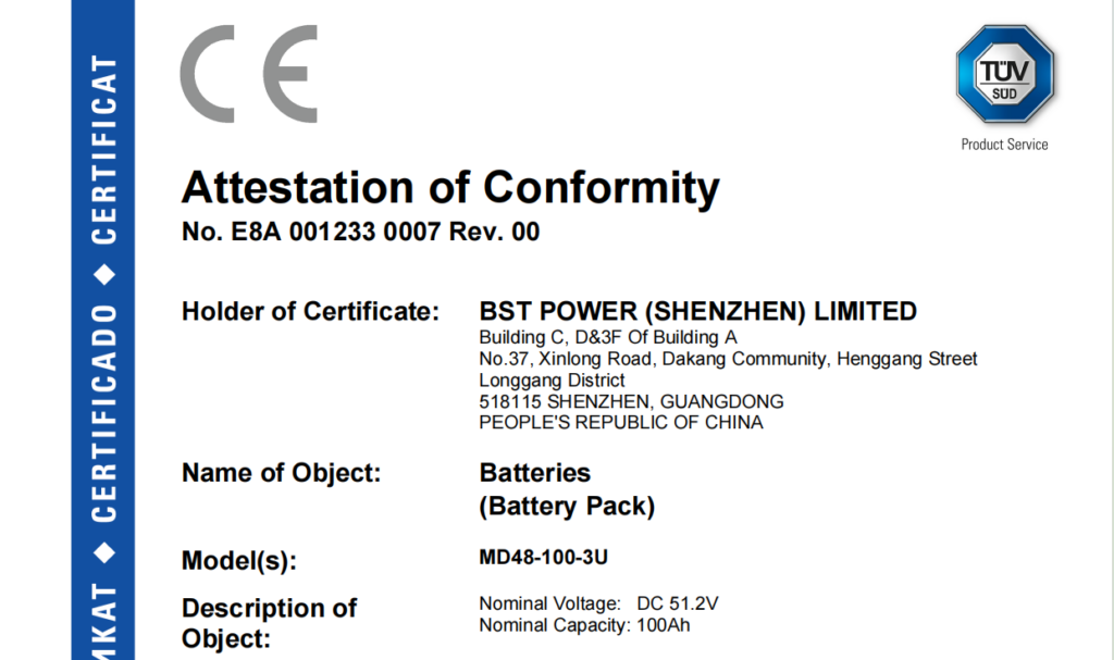 Lithium Battery Certificate